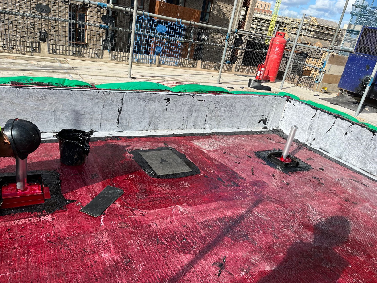 After stage of waterproofing preparation work.