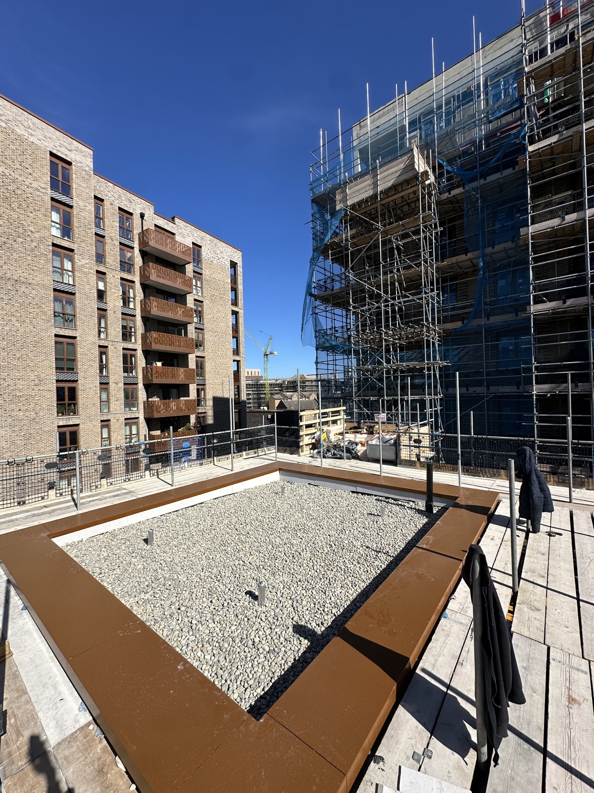 Roofing detail for flat roof installation.
